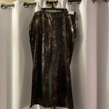 NWT Jessica Simpson Womens Pull On Flare Evening Pants Black Snake Print  24W