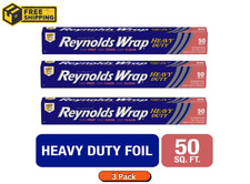 3 PACK Reynolds Wrap Heavy Duty Aluminum Foil, 12 Inch Wide, 50 Sq. Ft.