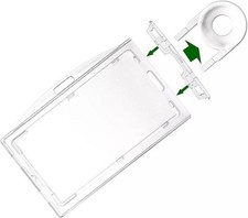 Heavy Duty Clear Locking Id Badge Holder Horizontal and Vertical Dual Use Hard P
