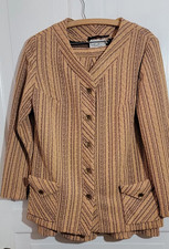 CUTE Mid Mod VTG Womens Skirt Set Pockets Textured Striped Hartford Classics Med