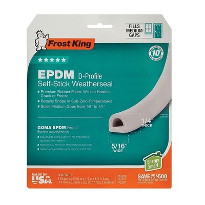 Frost King V25WA White EPDM Rubber Foam Weather Seal 1/4 Thick in. x 17 L ft.