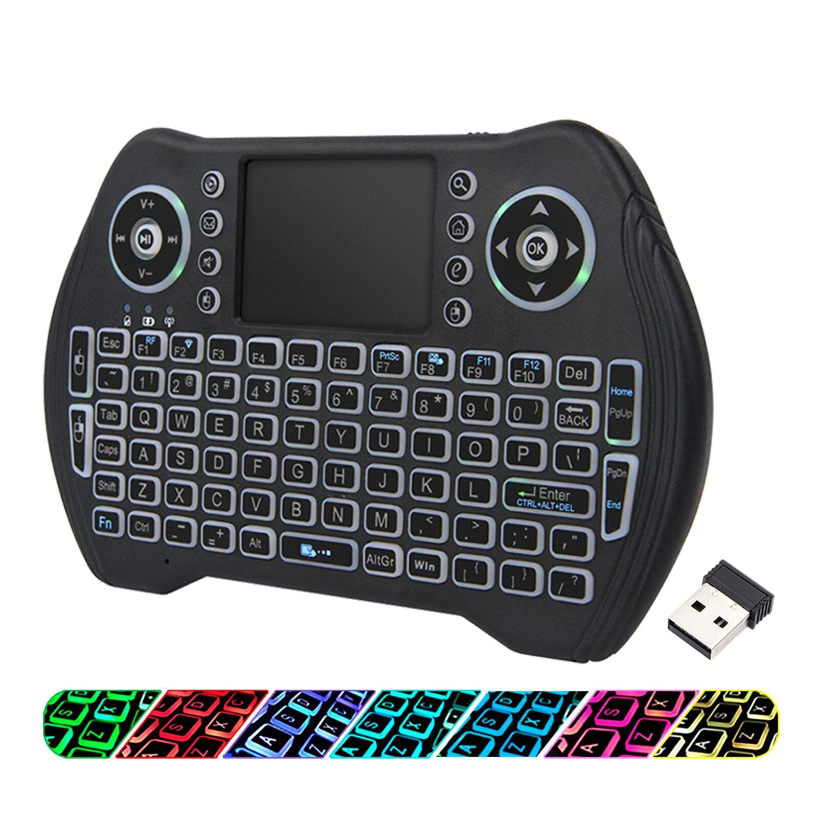 Compact Backlit Wireless Keyboard with Touchpad Mouse and Rechargeable Li-ion Battery