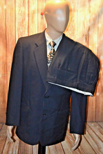 Louis Feraud Men Black Wool 2 Front Button Suit Sz 40R Wst 32x30