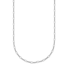Platinum Polished & Diamond-cut 2.4mm Solid Oval Link Chain Necklace 20"- 3.92g
