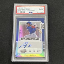 2021 Contenders Optic Baseball Prospect Ticket Luisangel Acuna Auto PSA 8
