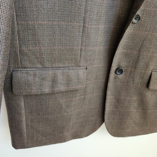 Joseph Feiss Gold Blazer Men 44L Brown Sport Coat Houndstooth Casual Suit Jacket - Picture 4 of 18