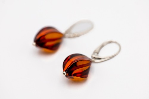 Handmade Genuine 100% Natural Baltic Amber Earrings with 925 Sterling Silver - Picture 4 of 9