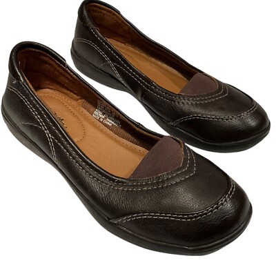 5M Thom McAn Womens Zala Brown Leather Ballet Loafer Slip-On Flat Shoes Comfy 36