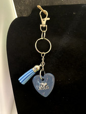 Handmade Blue Heart Keychain - Unisex Resin Accessory