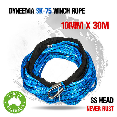 Dyneema SK75 Synthetic Winch Rope, Cable 10mm x 30m, 12000lbs