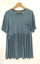 SILENCE + NOISE UO Teal Soft Knit Modal Babydoll Tunic Dress Pocket Size L