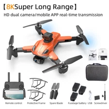 P11PRO 8K Camera Drone – Dual Color Black & Orange, 4 Battery Obstacle Avoidance