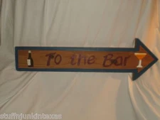 "TO TH BAR"  WEATHERED WOOD PLANK SIGN HANDMADE