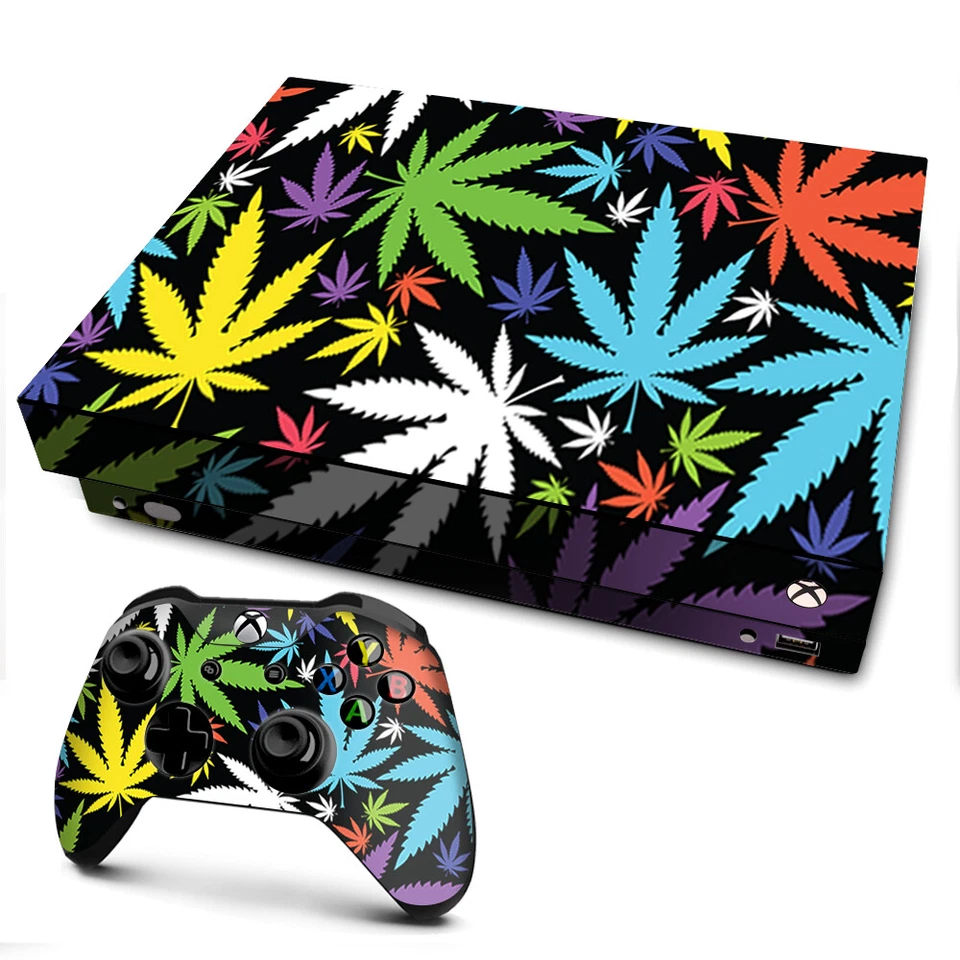 ITSASKIN Xbox One X Console Skins Decal Wrap ONLY Colorful Weed Leaves Leaf