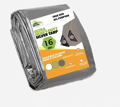 DAY STAR SHADES 16 MIL Thick Ultra Heavy Duty Silver Tarp 3ply Waterproof 9.5 oz UV Protected