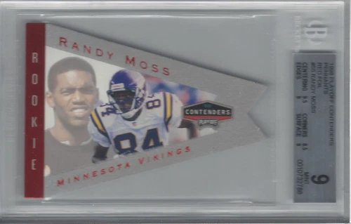 RANDY MOSS 1998 PLAYOFF CONTENDERS FOOTBALL PENNANTS RED FOIL #55 BGS 9