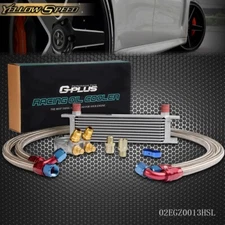 Universal Fit For 10 Row An10 Aluminum Thermostat Adaptor Oil Cooler Kit Silver