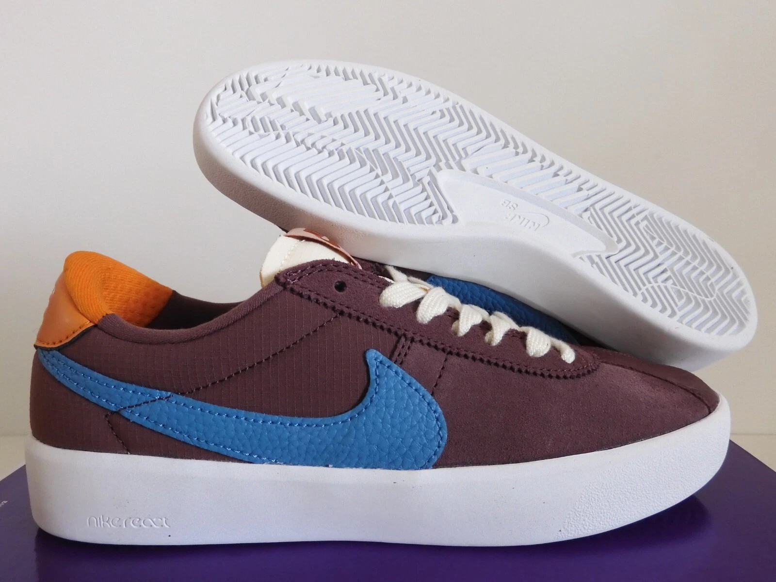 NIKE SB BRUIN REACT DARK WINE BLU OLANDESE CASHERE TAGLIA 6 5 [CJ1661 601]