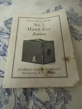 Vtg. 1932 Eastman Kodak No. 2 Hawkeye Junior Box Camera Owners Manual Booklet