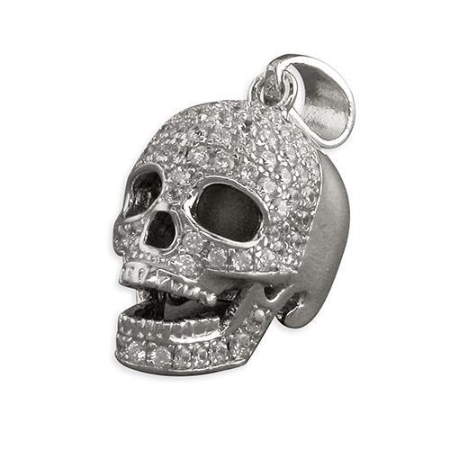 Brandneu Hervorragend Sterlingsilber funkelnder 3D Totenkopf Anhänger - Bild 1 von 4