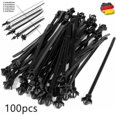 100Stk Kabelbinder Mit Clips Befestigungsbinder Wohnwagen Auto Boot 5-Größen