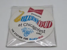 WXRT 93FM Radio Chicagofest Blues "N"Bud  1982 Budweiser 3" Pin / Button
