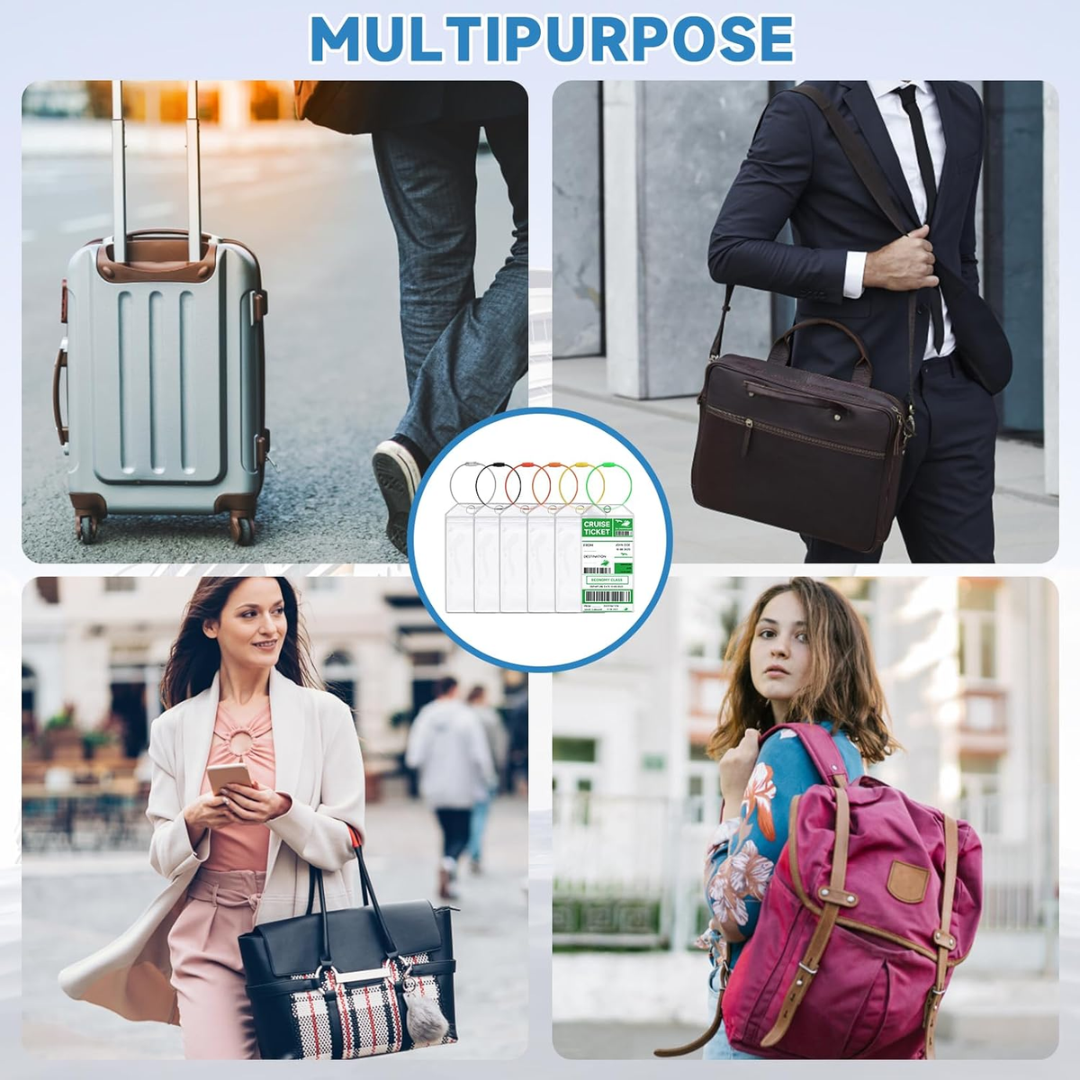 6-tlg Kofferanhänger Kreuzfahrt - Transparente Gepäckanhänger 19x9cm