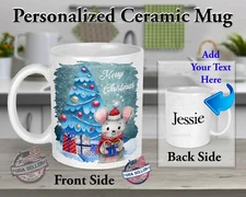 Christmas Holiday Mouse Gift Exchange Hot Cocoa Coffee Cold Drink Mug Xmas Gift