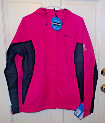 NWT COLUMBIA Hooded Pink Omni-Tech Waterproof PINK RIBBON Jacket - Women's XL