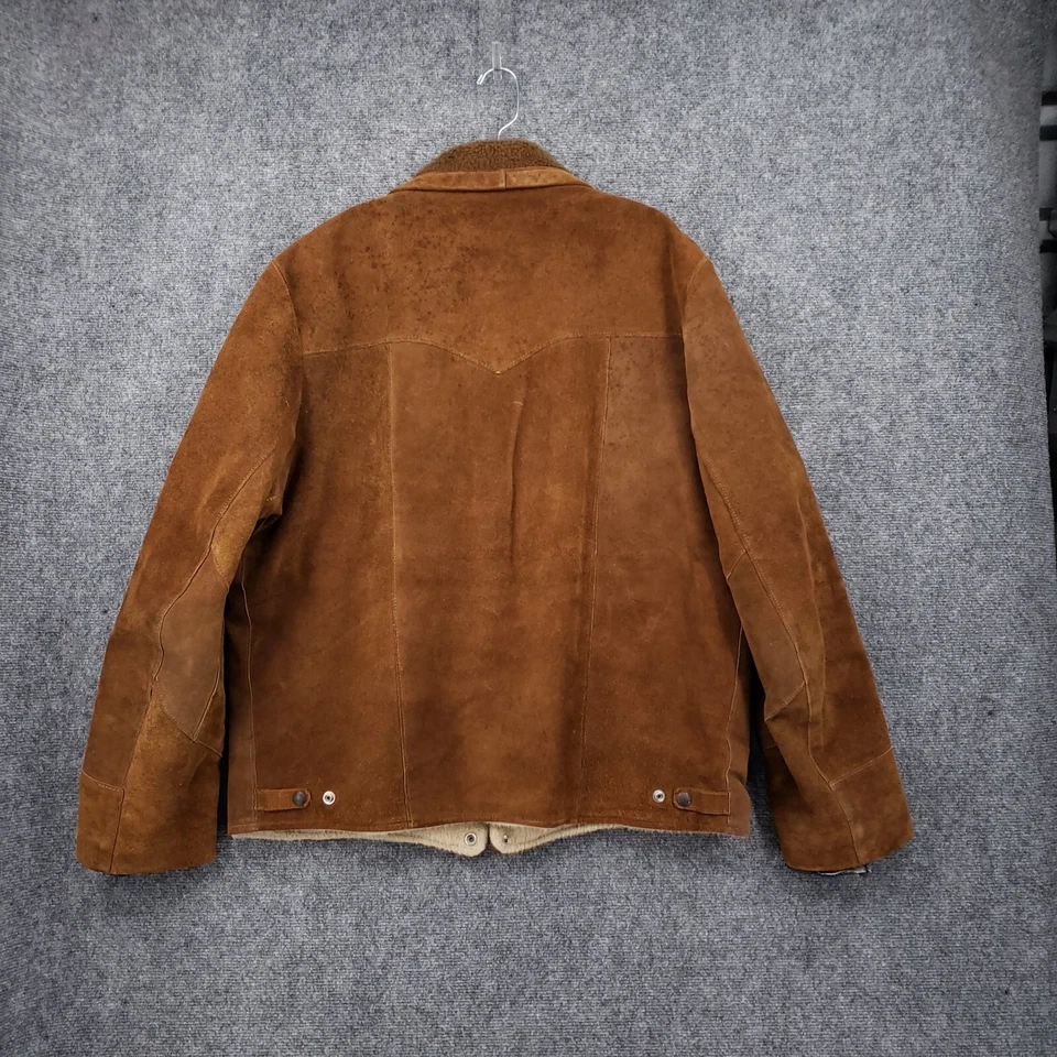 Chaqueta De Colección Pioneer Wear Hombres 48 Marrón Gamuza Occidental Cuero Sherpa Forrado Abrigo Foto 2 de 4