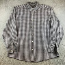 Eddie Bauer Shirt Men's XL Gray Plaid Button Down Collared Long Sleeve Pocket