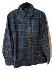 Eddie Bauer Men's Bristol Cotton Flannel Shirt Blue Plaid Size Medium NEW
