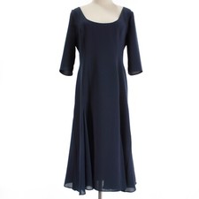 Edeline Lee NWT Scoop Neck Midi Dress Size 16 US 12 in Solid Navy Blue