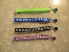 Lot of 4 Adjustable Cat Pet Puppy Collars w/ bells Breakaway Paw Print, USA