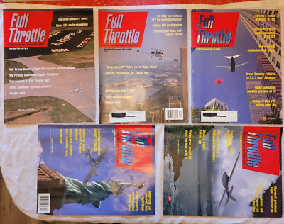 VINTAGE MICROSOFT FLIGHT SIMULATOR FULL THROTTLE MAGAZINES, 5 ISSUES, SEE BELOW