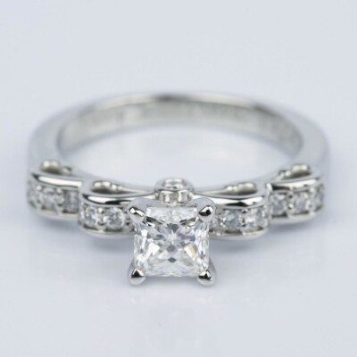1CT Princess Cut Moissanite Cinderella Proposal Gift Ring 14K White Gold Plated