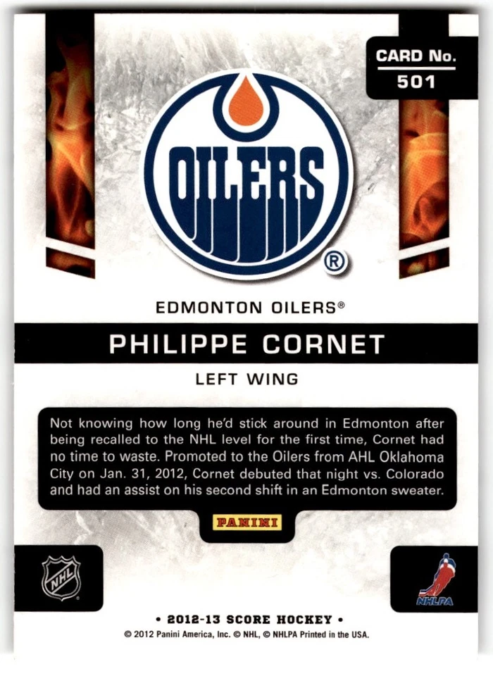 Philippe Cornet 2012-13 Score Rookie #501 Edmonton Oilers - Image 2 of 2