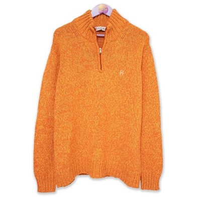 Conte of Florence Pullover orange Vintage Quarter Zip 00er Jahre - Größe L Herren