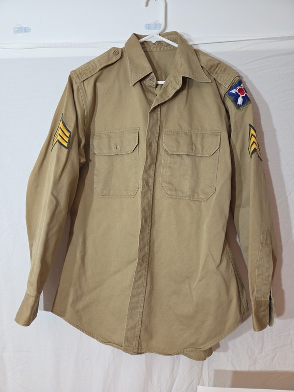 SHIRT MAN'S COTTON UNIFORM TWILL 8.2 OZ KHAKI Sergeant 15.5 x 33 1958 21st Corps