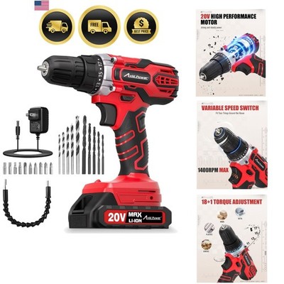 20V MAX Power Drill Kit, Cordless Drill Set with Battery and Charger, 2 Varia...