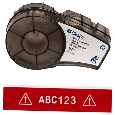BRADY M21-750-595-RD Label Cartridge,White/Red,3/4 In. W 3PXW2