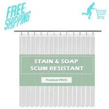 EHZNZIE Clear Shower Curtain Liner Light Weight PEVA, Shower Liner 72x72 Inches,