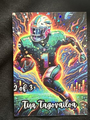 2024 Custom Heat Tua Tagovailoa 2 OF 3 STAR FOIL Art Card Miami Dolphins NFL SSP