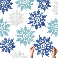 Gerrii 12 Pcs Christmas Plastic Snowflake Ornaments 12 Inches Christmas Tree Han