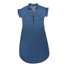 C.O.Z.Y Denim Shirt Dress S Blue Boho Chic Summer Safari Casual Streetwear