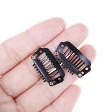 10/100 Toupee wig clips snap clips w/ rubber back hair extension black 8 teeATAY