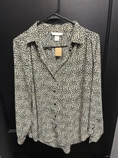 H&M Ladies Multicolor Floral Chiffon Long Sleeve Button Up Blouse - Size S