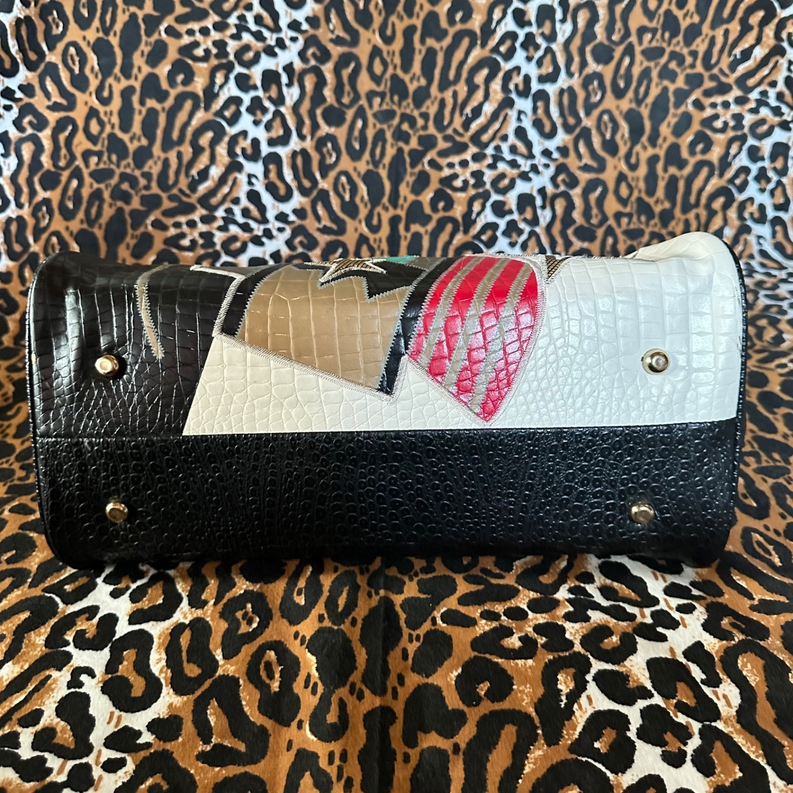 Vintage 1980s Patchwork Clown Shoulder Doctors Ba… - image 13