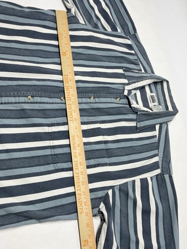 VTG Blue 90s Vertical Stripe Thick Button Shirt Mens XL Grunge Distressed Faded - Picture 18 of 21