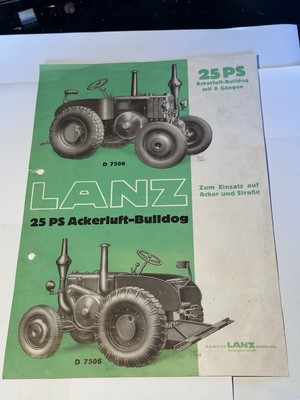 Lanz Bulldog Prospekt 25PS Ackerluft Plus Daten. D7506